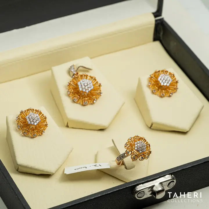 Two-Tone Locket sets without Bangle with Cubic Zirconia design 53 by TAHERI