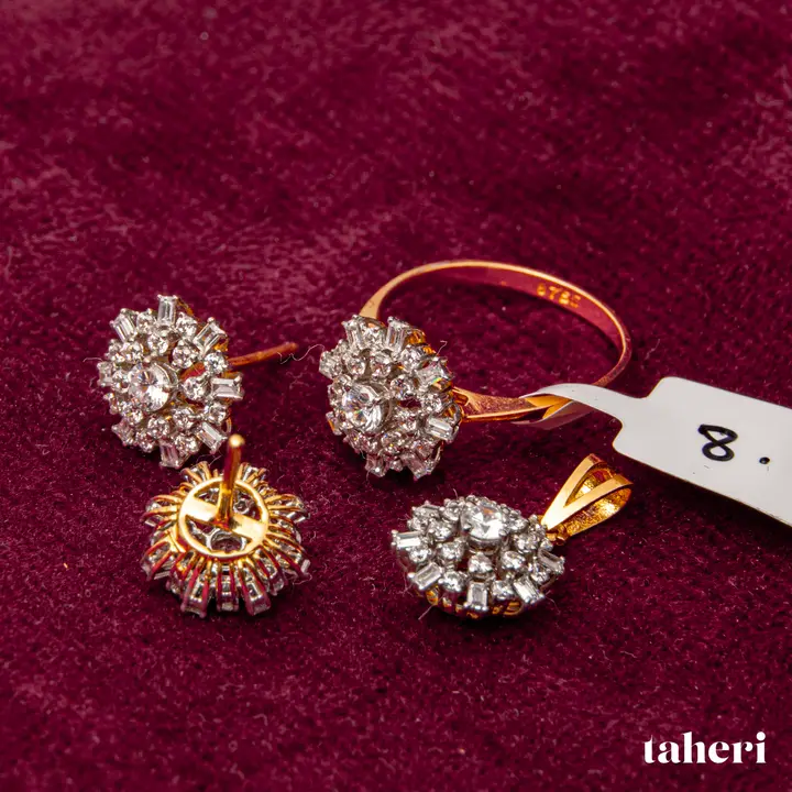 Two-Tone Locket sets without Bangle with Cubic Zirconia design 57 by TAHERI