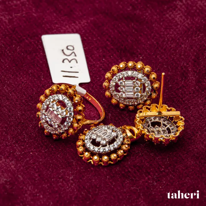 Two-Tone Locket sets without Bangle with Cubic Zirconia design 63 by TAHERI