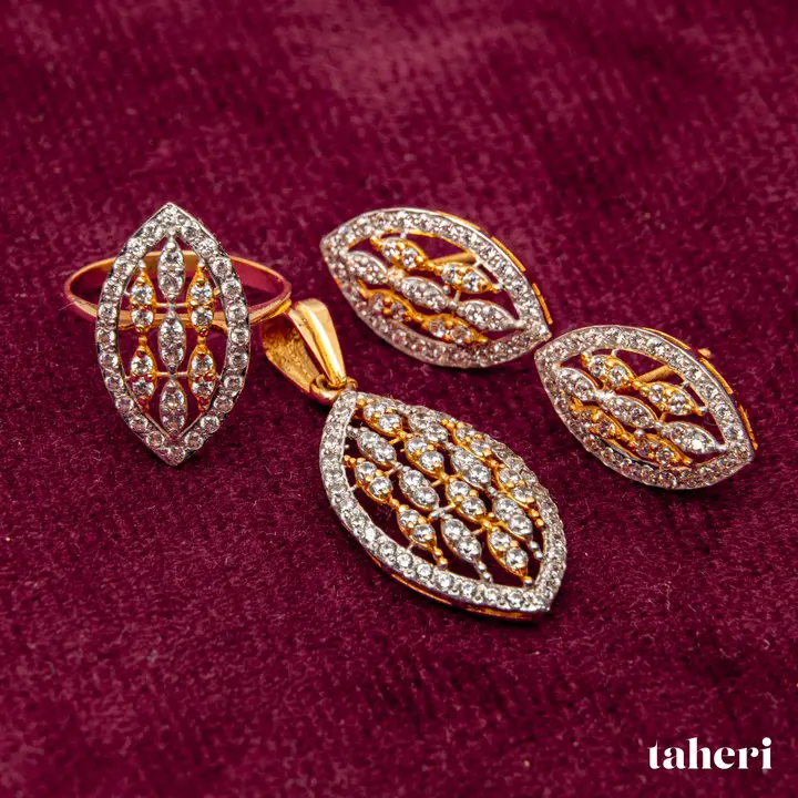 Two-Tone Locket sets without Bangle with Cubic Zirconia design 67 by TAHERI