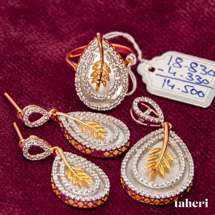 Two-Tone Locket sets without Bangle with Cubic Zirconia design 73 by TAHERI
