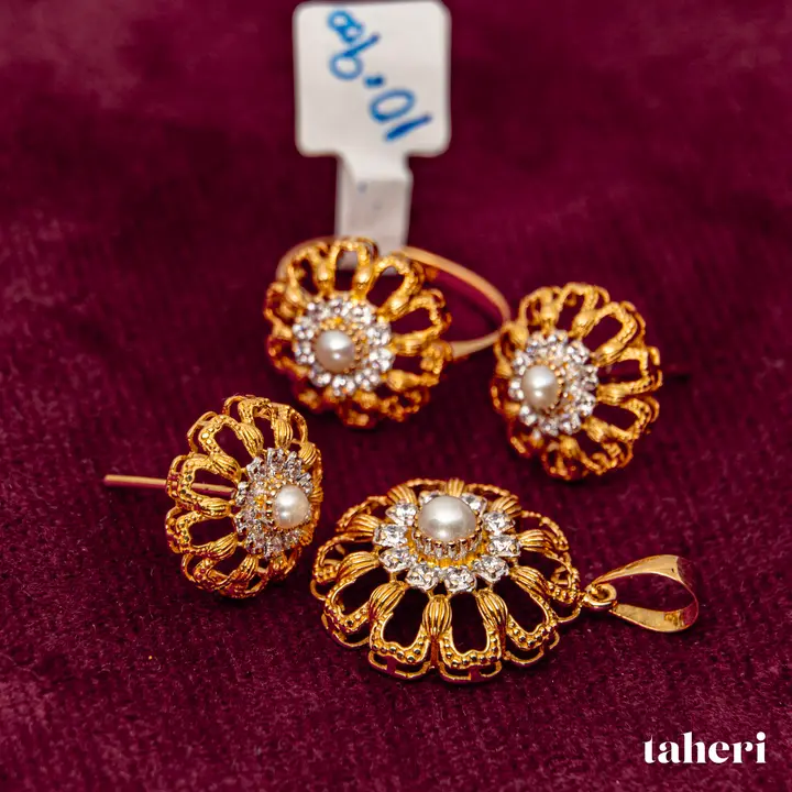 Yellow Gold Locket sets without Bangle with Pearl design 75 by TAHERI
