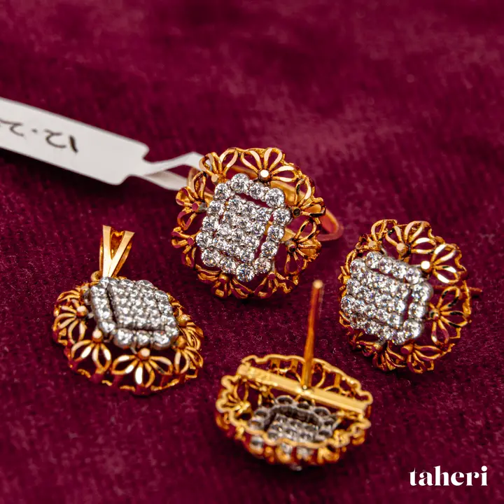 Two-Tone Locket sets without Bangle with Cubic Zirconia design 76 by TAHERI