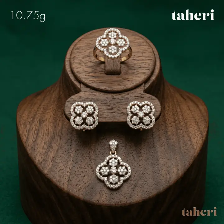 Two-Tone Locket sets without Bangle with Cubic Zirconia design 77 by TAHERI