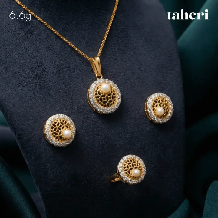 Two-Tone Locket sets without Bangle with Pearl design 79 by TAHERI