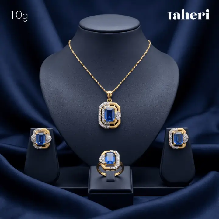 Two-Tone Locket sets without Bangle with Sapphire design 80 by TAHERI