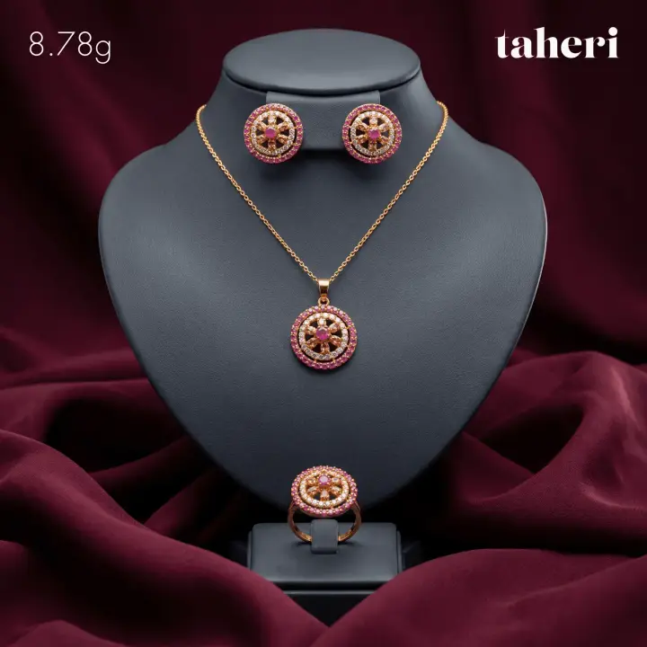 Yellow Gold Locket sets without Bangle with Ruby design 83 by TAHERI