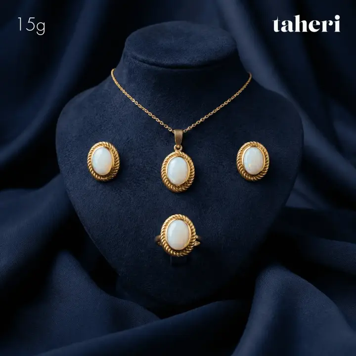 Yellow Gold Locket sets without Bangle with Colored Stones design 86 by TAHERI