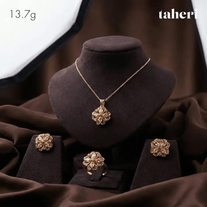 Yellow Gold Locket sets without Bangle with Cubic Zirconia design 89 by TAHERI