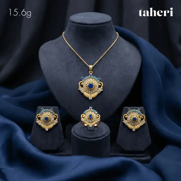 Yellow Gold Locket sets without Bangle with Sapphire design 90 by TAHERI