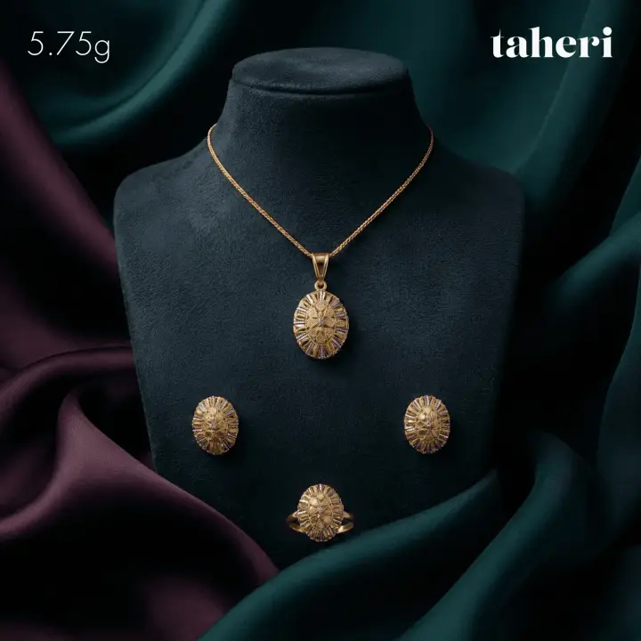 Two-Tone Locket sets without Bangle with Cubic Zirconia design 91 by TAHERI
