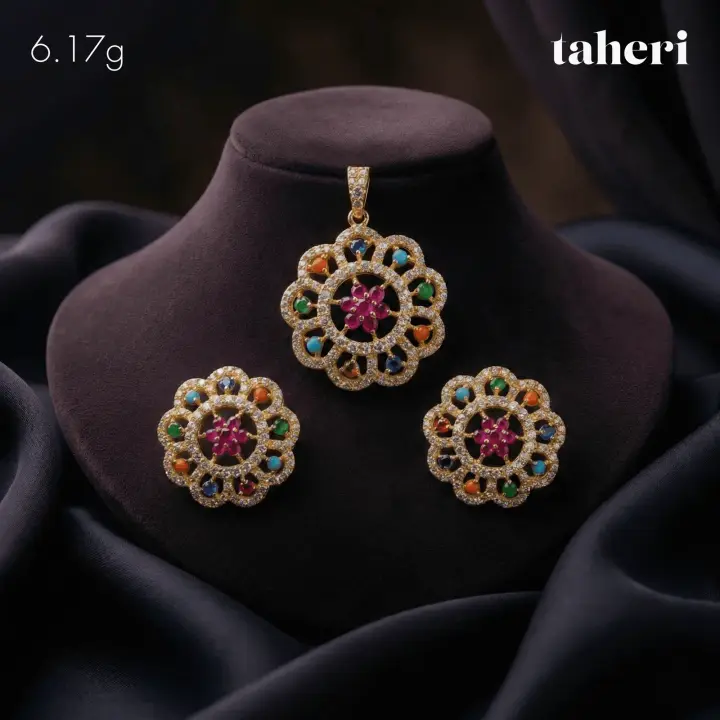 Yellow Gold Locket sets without Bangle with Colored Stones design 95 by TAHERI