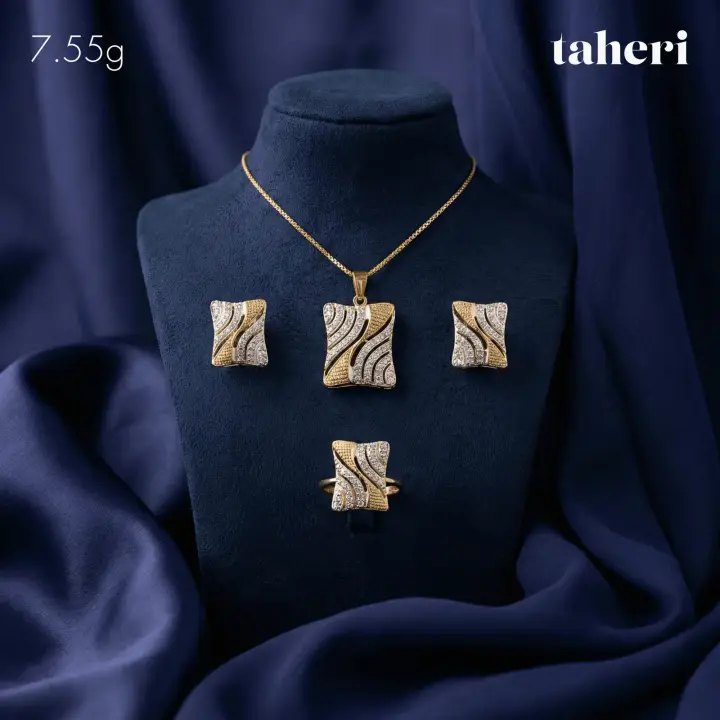 Two-Tone Locket sets without Bangle with Cubic Zirconia design 98 by TAHERI