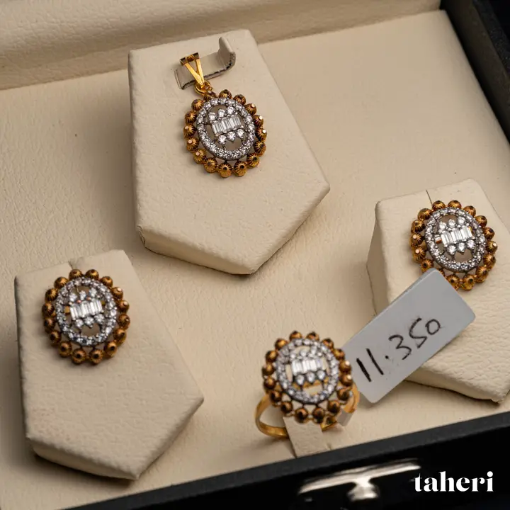 Two-Tone Locket sets without Bangle with Cubic Zirconia design 99 by TAHERI