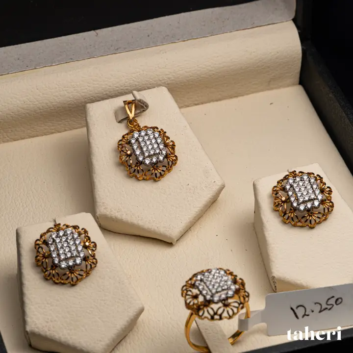 Two-Tone Locket sets without Bangle with Cubic Zirconia design 101 by TAHERI