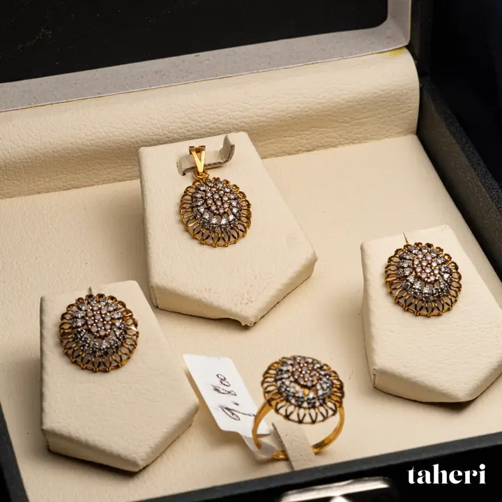Two-Tone Locket sets without Bangle with Cubic Zirconia design 102 by TAHERI