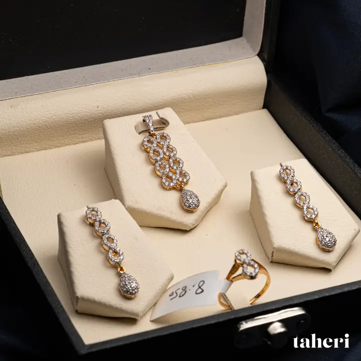 Two-Tone Locket sets without Bangle with Cubic Zirconia design 103 by TAHERI