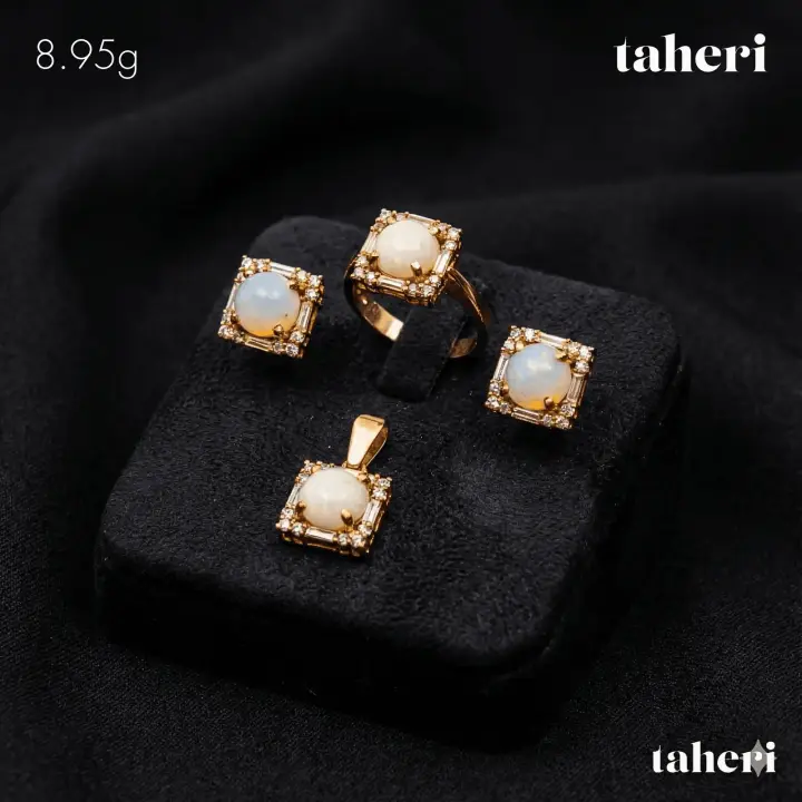 Yellow Gold Locket sets without Bangle with Colored Stones design 105 by TAHERI