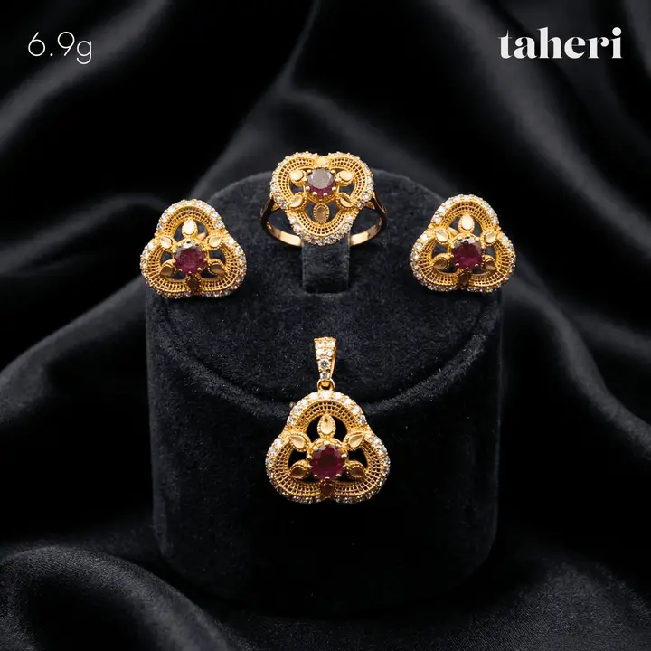 Yellow Gold Locket sets without Bangle with Ruby design 107 by TAHERI