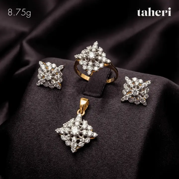 Two-Tone Locket sets without Bangle with Cubic Zirconia design 108 by TAHERI
