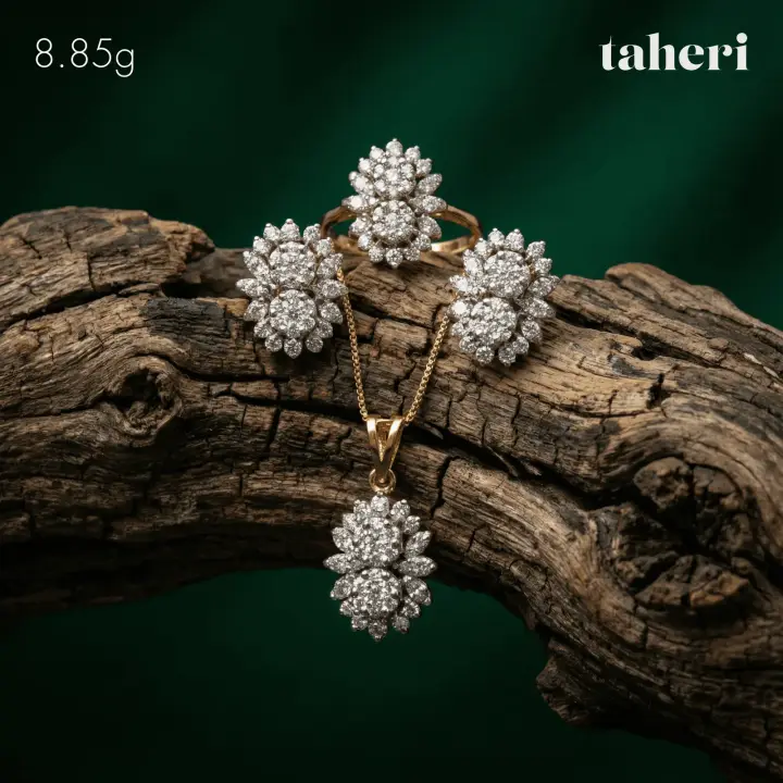 Yellow Gold Locket sets without Bangle with Cubic Zirconia design 109 by TAHERI