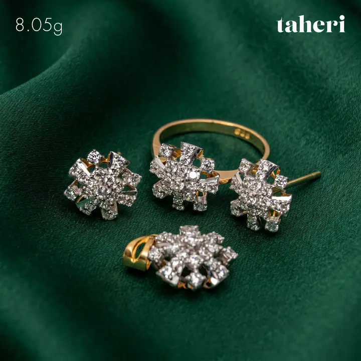 Yellow Gold Locket sets without Bangle with Cubic Zirconia design 114 by TAHERI