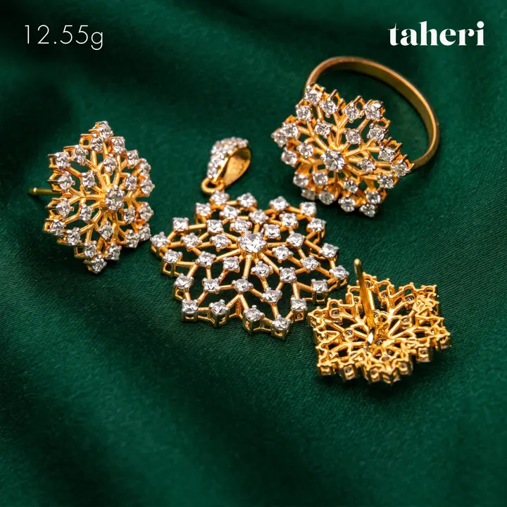 Yellow Gold Locket sets without Bangle with Cubic Zirconia design 116 by TAHERI