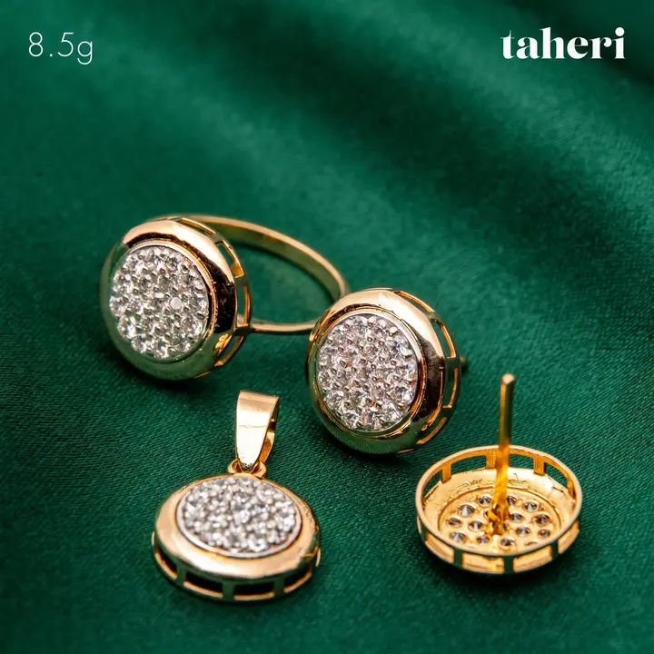 Yellow Gold Locket sets without Bangle with Cubic Zirconia design 119 by TAHERI