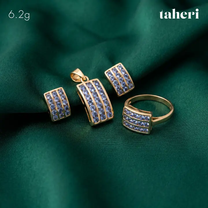 Rose Gold Locket sets without Bangle with Sapphire design 123 by TAHERI