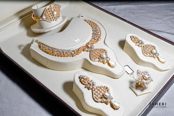 21k Two-Tone Gold Stone Set design 44 by TAHERI
