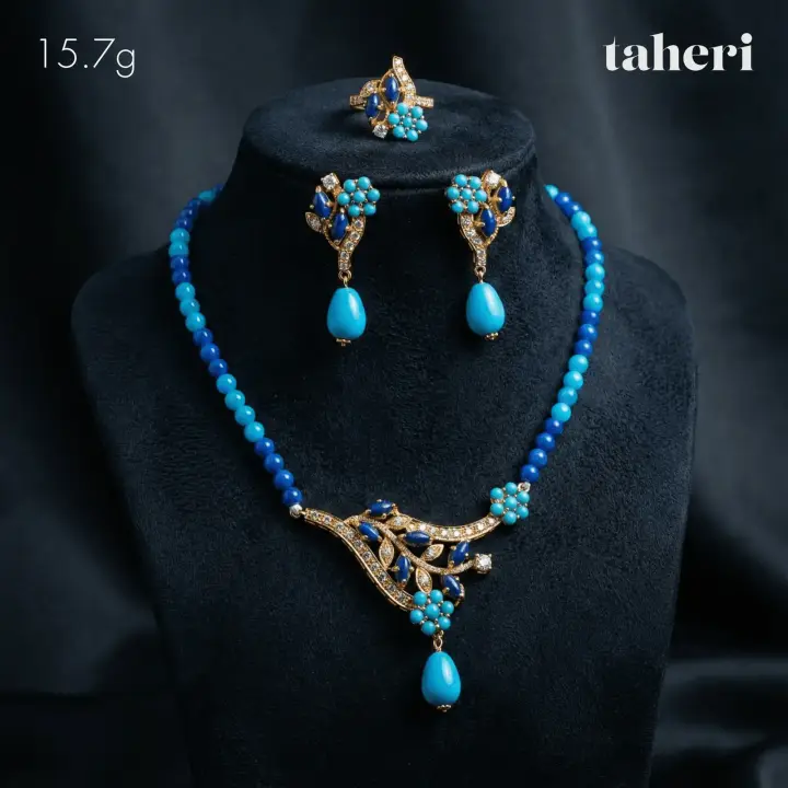 21k Yellow Gold String Set with Colored Stones design 25 by TAHERI