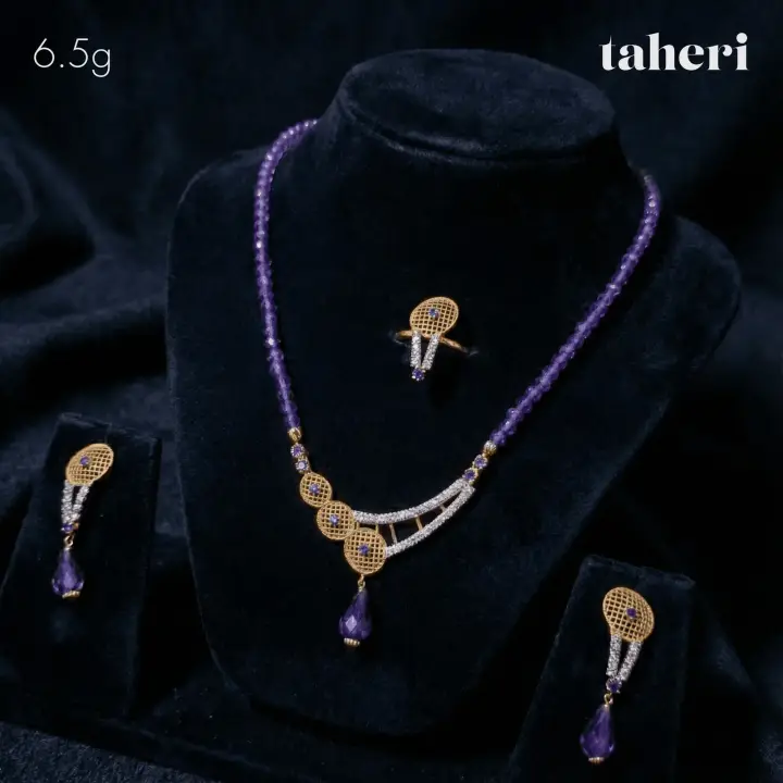 21k Two-Tone Gold String Set with Colored Stones design 28 by TAHERI