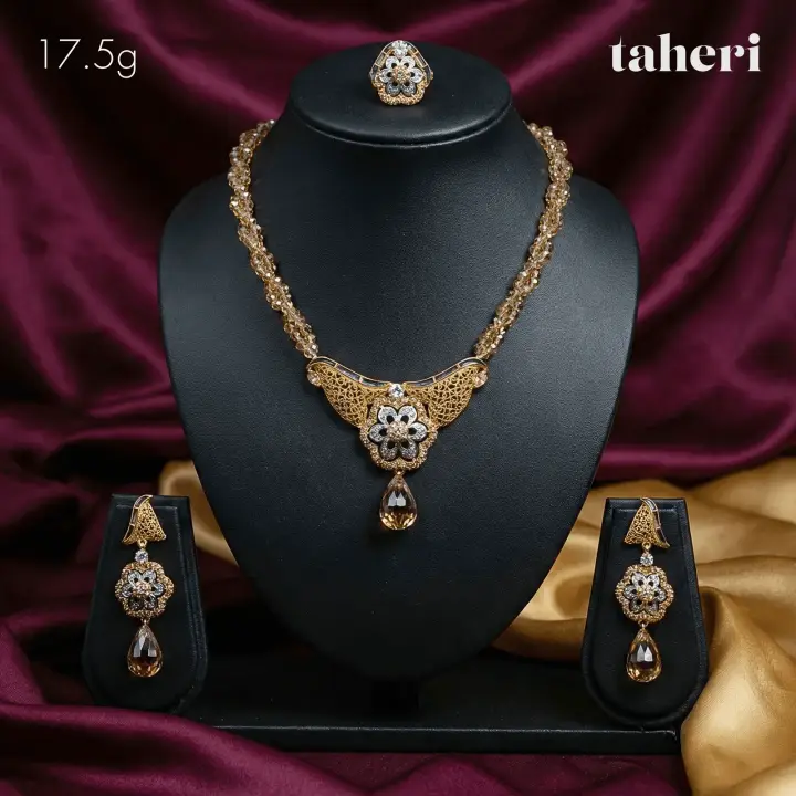 21k Two-Tone Gold String Set with Colored Stones design 32 by TAHERI