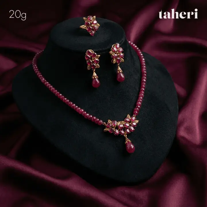21k Yellow Gold String Set with Ruby design 35 by TAHERI