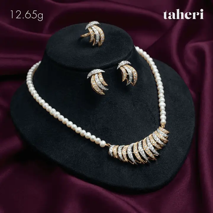 21k Two-Tone Gold String Set with Pearl design 36 by TAHERI