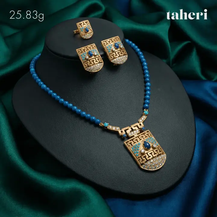 21k Yellow Gold String Set with Colored Stones design 37 by TAHERI