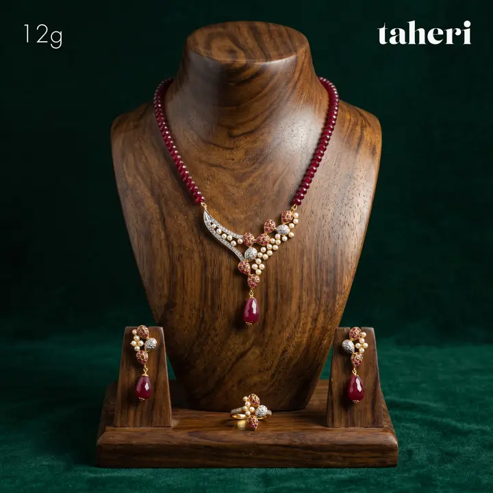 21k Two-Tone Gold String Set with Ruby design 39 by TAHERI