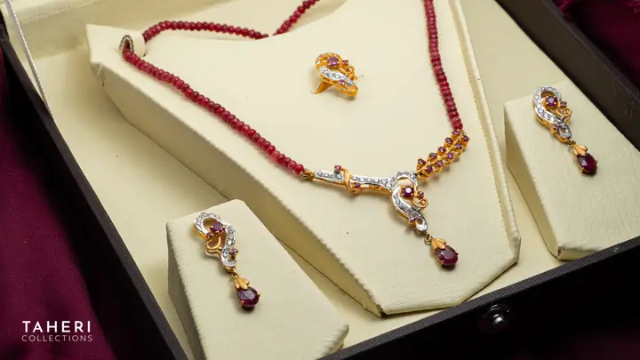 21k Two-Tone Gold String Set with Ruby design 40 by TAHERI