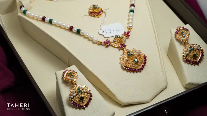 21k Yellow Gold String Set with Ruby design 44 by TAHERI