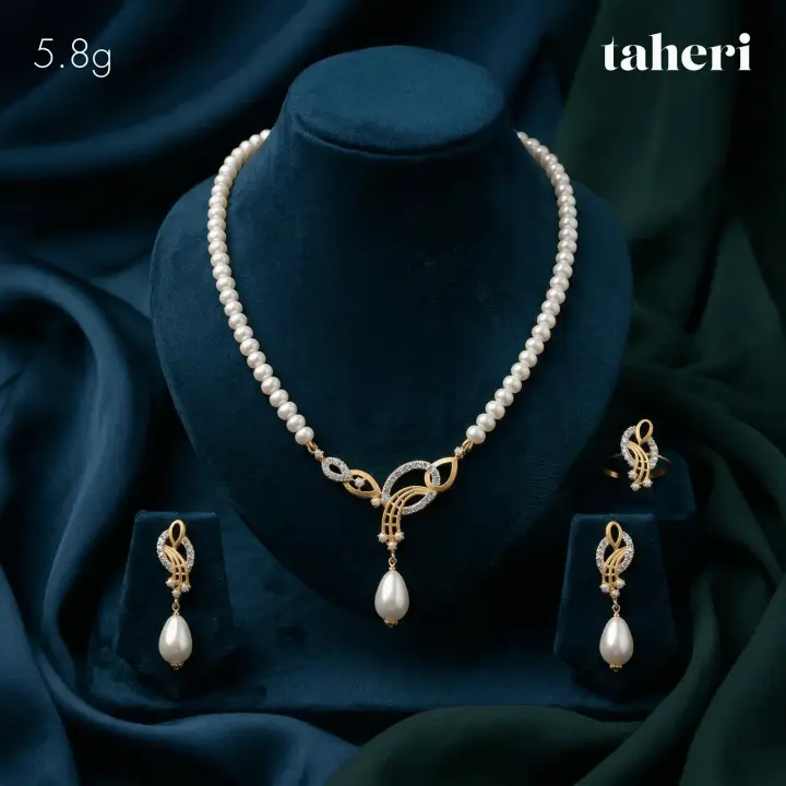 21k Yellow Gold String Set with Pearl design 45 by TAHERI