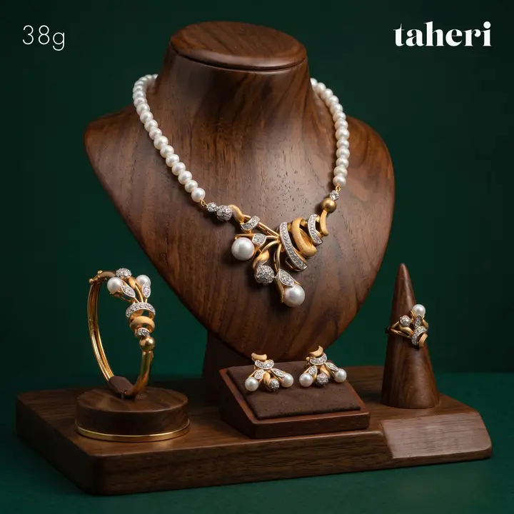 21k Yellow Gold String Set with Pearl design 47 by TAHERI