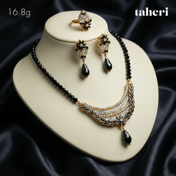 21k Yellow Gold String Set with Cubic Zirconia design 48 by TAHERI