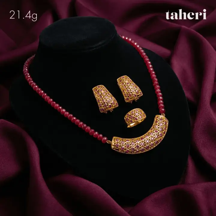 Yellow Gold String Set with Ruby design 50 by TAHERI