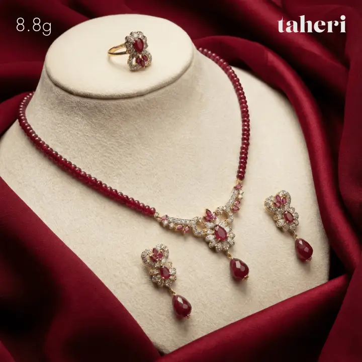 Yellow Gold String Set with Ruby design 55 by TAHERI