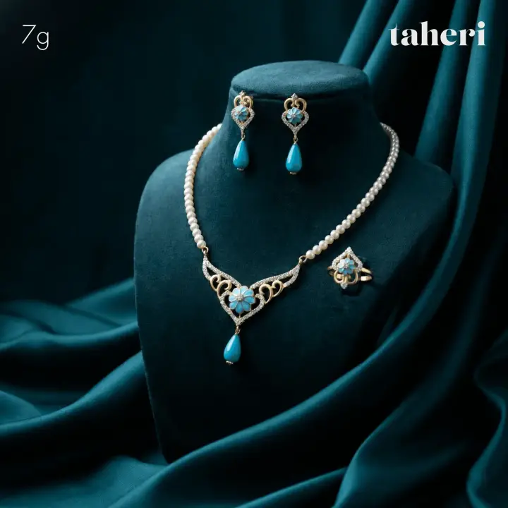 Yellow Gold String Set with Colored Stones design 61 by TAHERI