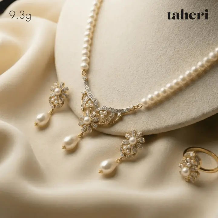 Yellow Gold String Set with Pearl design 63 by TAHERI