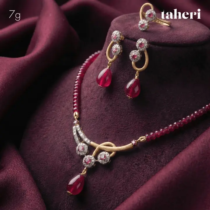 Yellow Gold String Set with Ruby design 64 by TAHERI