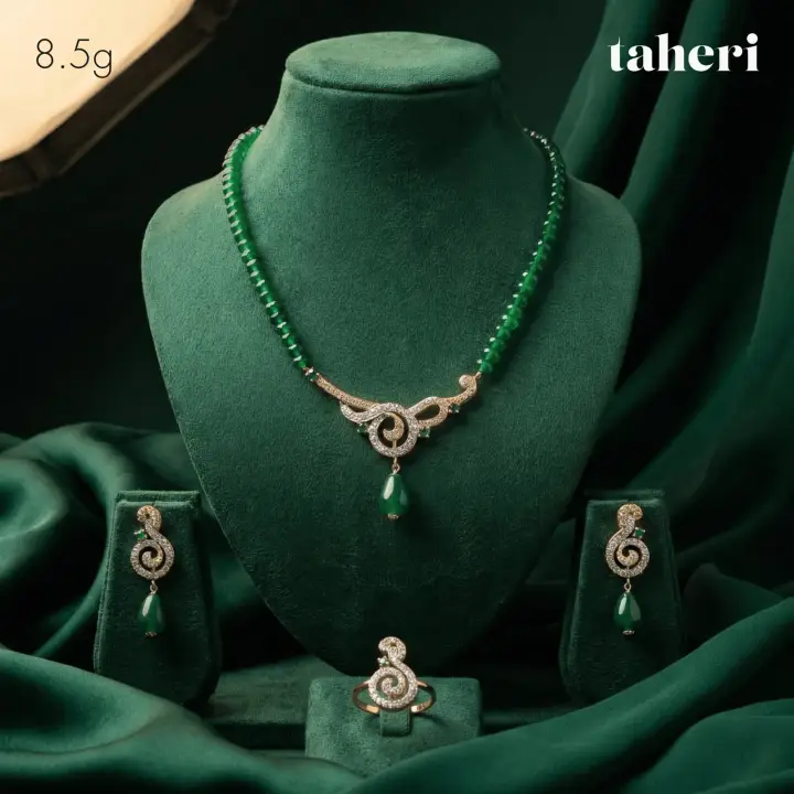 Yellow Gold String Set with Cubic Zirconia design 67 by TAHERI