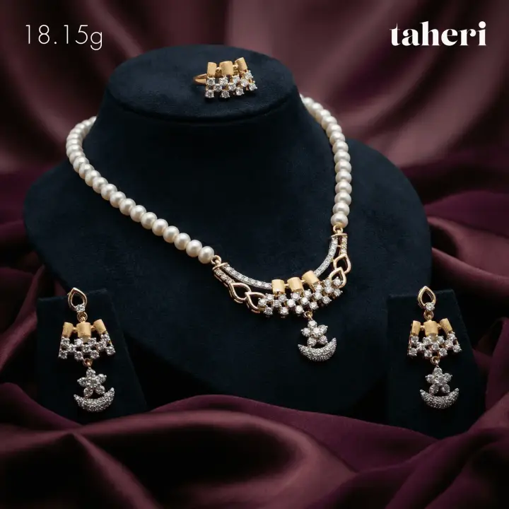 Two-Tone String Set with Cubic Zirconia design 68 by TAHERI