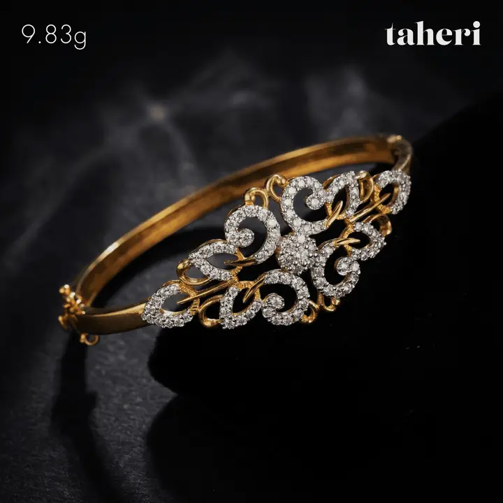 Two-Tone Bangle & Ring with Cubic Zirconia design 56 by TAHERI